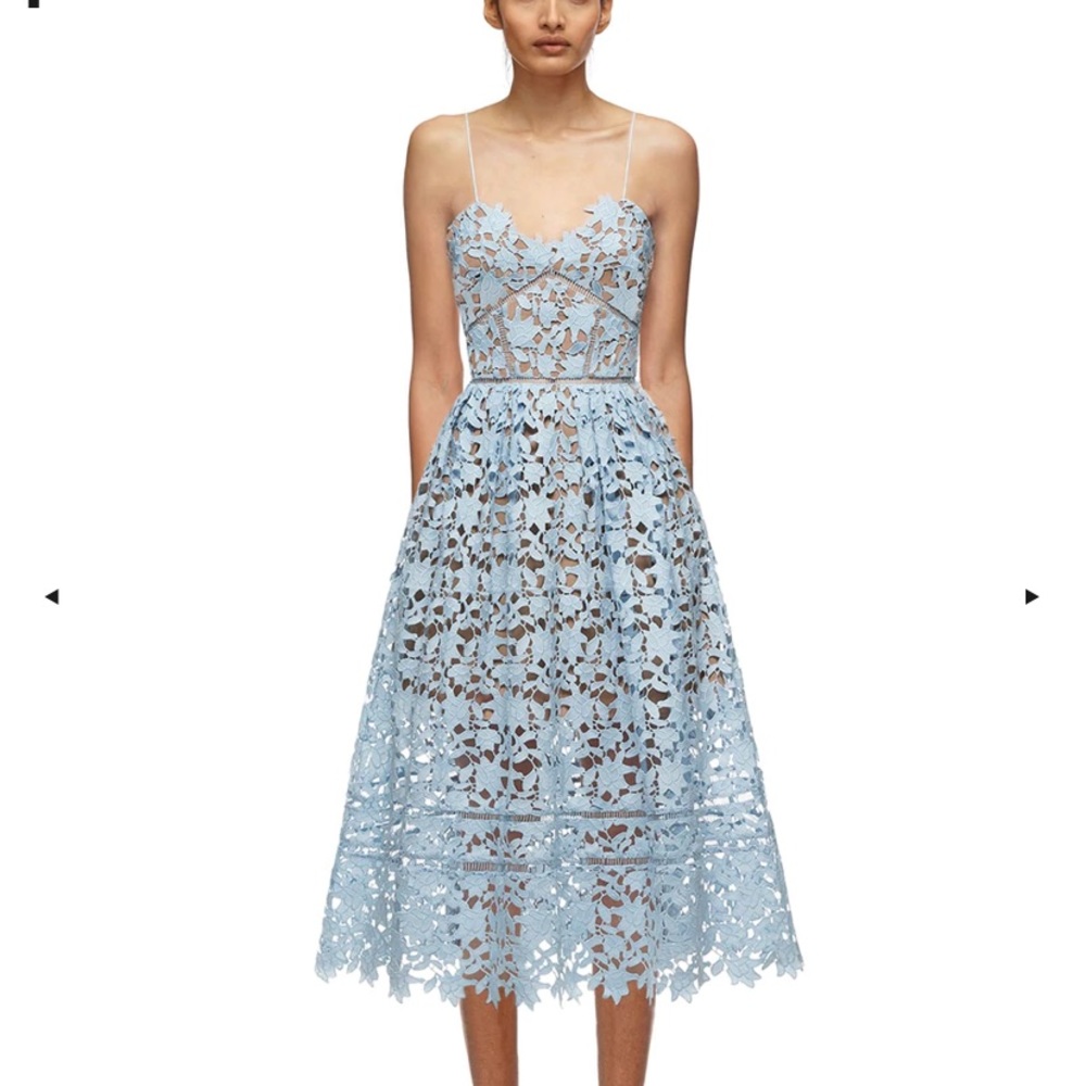Self Portrait Azaelea Sky Blue Midi Dress